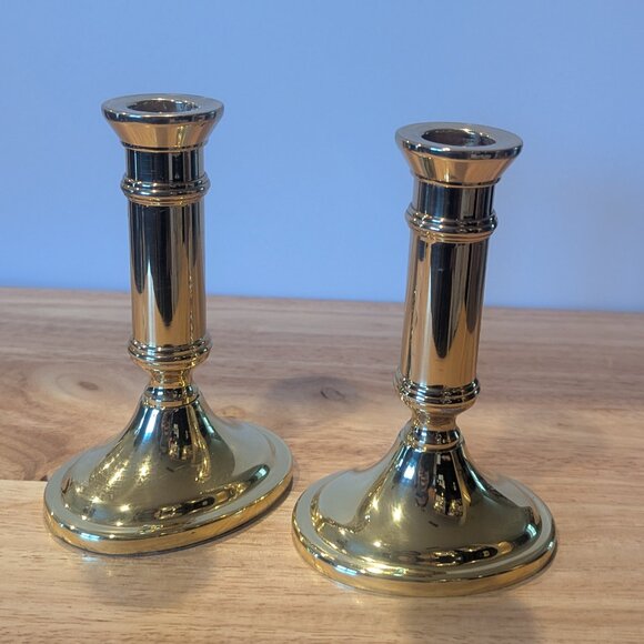 Vintage Baldwin Brass Classical Taper Candlestick Set of 2- Six Inches Tall - Picture 1 of 5